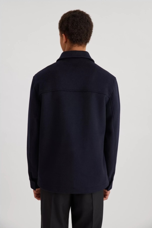 キャンパスウールシャツ ネイビーブルー アクセル アリガト