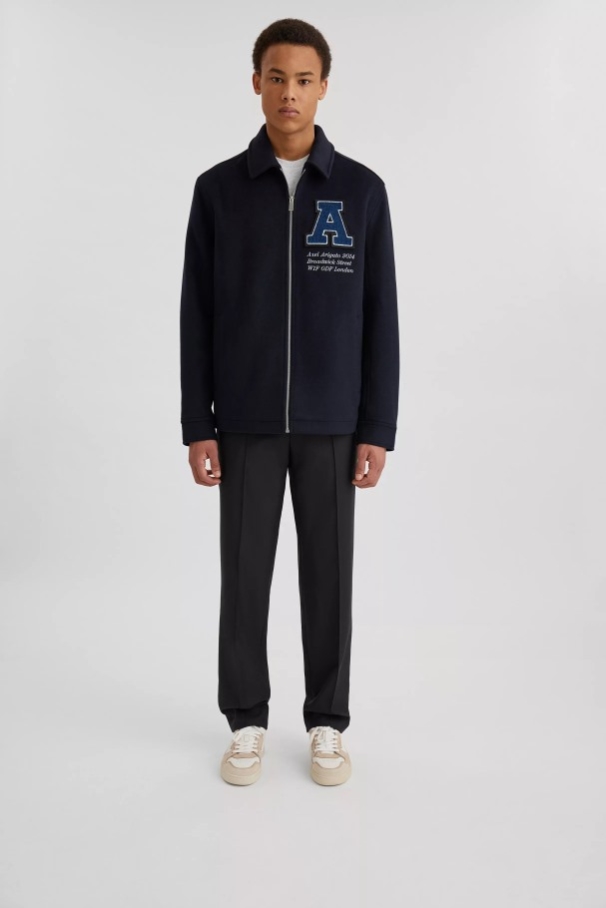 キャンパスウールシャツ ネイビーブルー アクセル アリガト