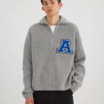 Axel Arigato Team ハーフジップセーター グレーメランジ