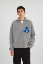 Axel Arigato Team ハーフジップセーター グレーメランジ