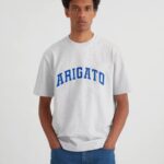 アクセル アリガト グレー メランジ カレッジ ロゴ Tシャツ